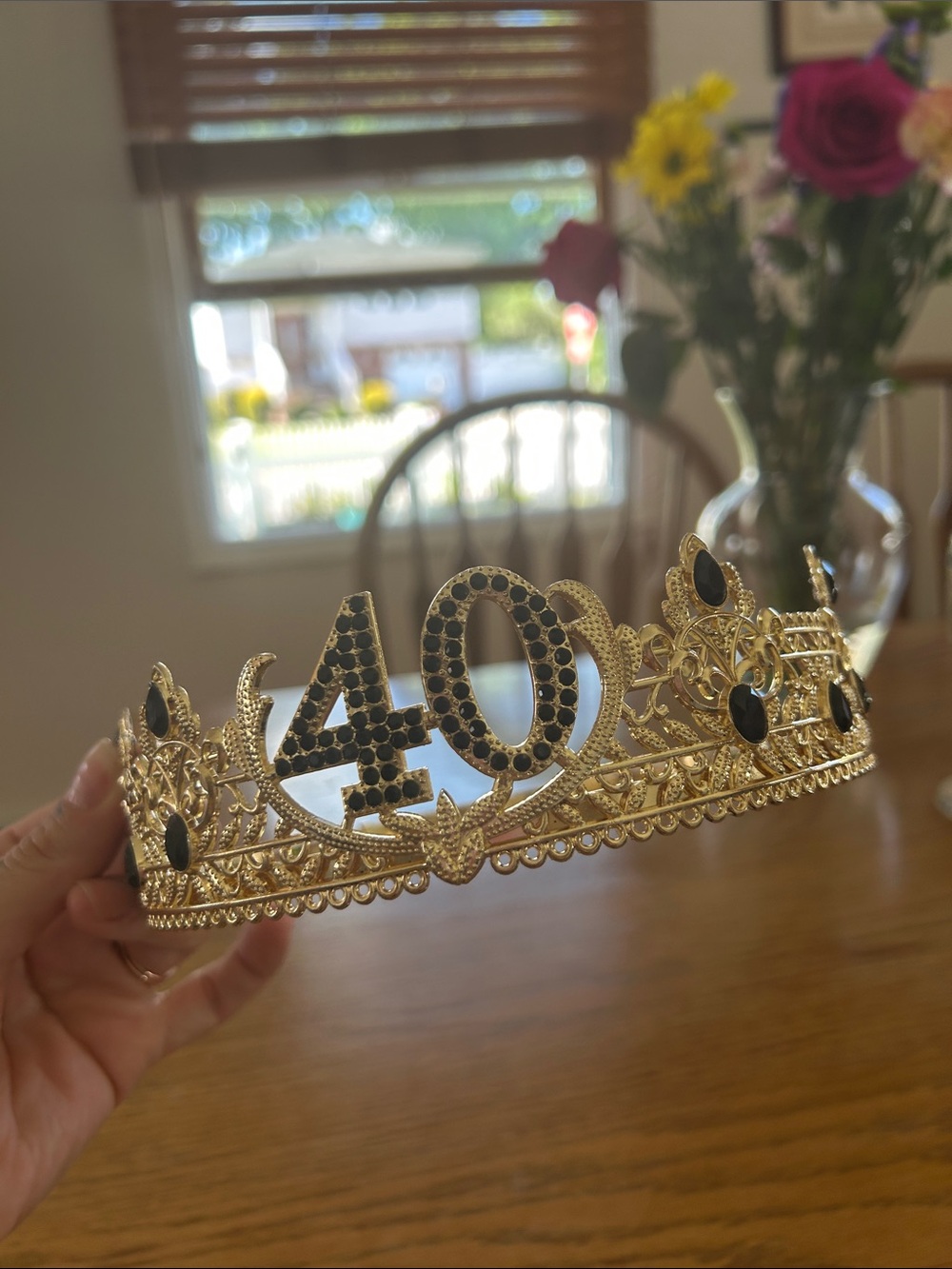 Gold 40 Rhinestone Tiara Crown